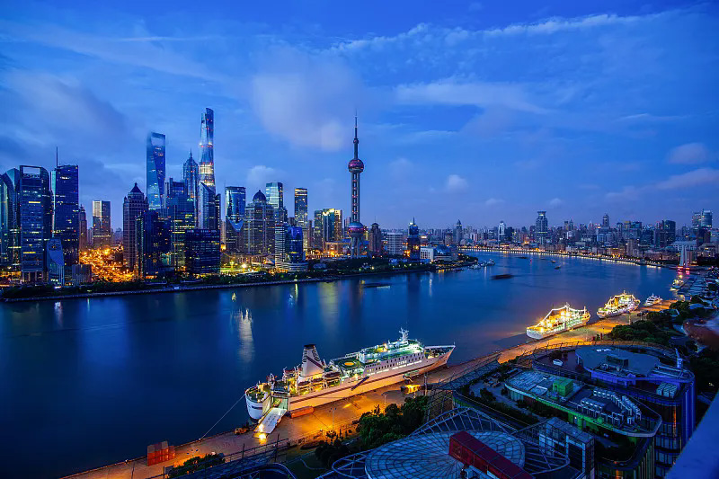 The Bund waterfront skyline across the Huangpu River, Shanghai