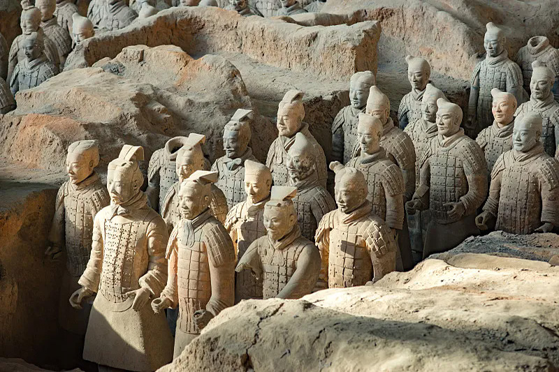 Terracotta Army warriors in the excavation pits at Emperor Qinshihuang site, Xi’an