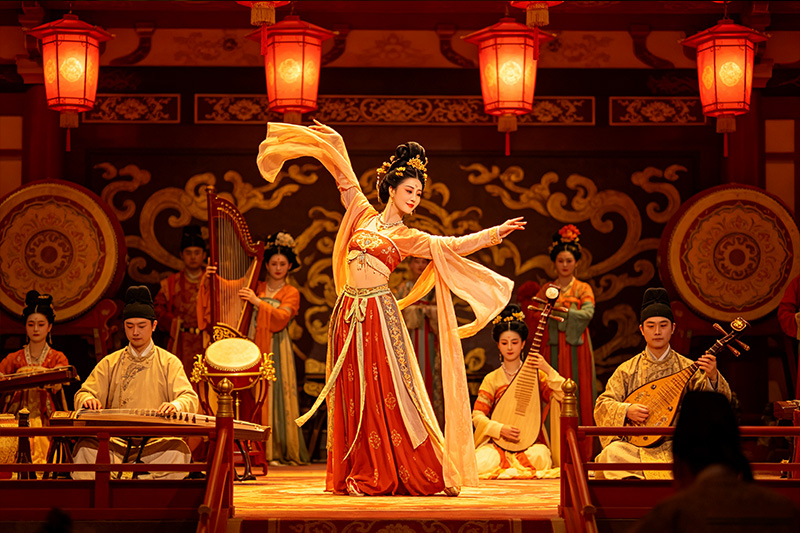 Tang Dynasty music and dance show performance on stage