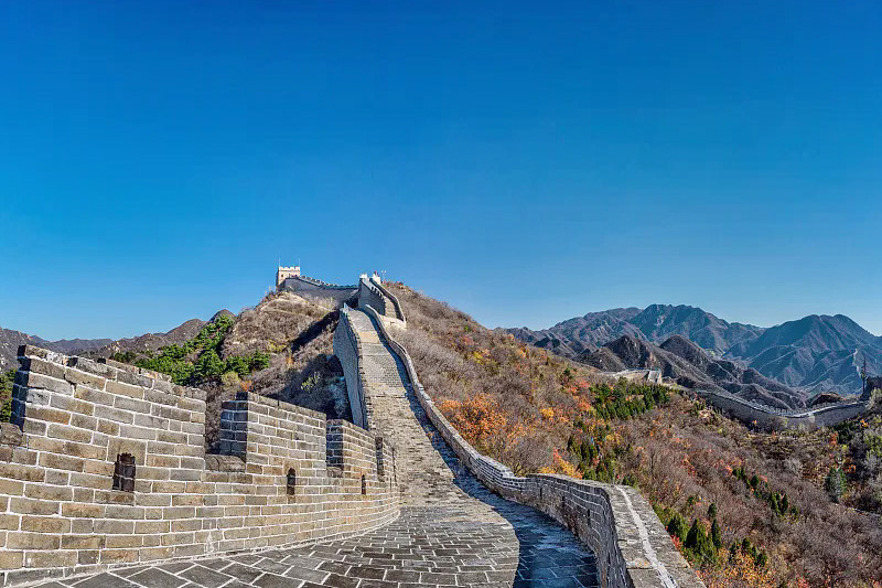 Mutianyu Great Wall snaking over forested mountain ridges
