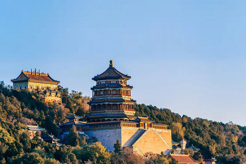 Mutianyu Great Wall snaking over forested mountain ridges