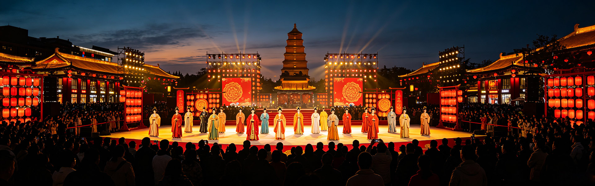 Private Xi'an Night Tour: Datang Everbright City & City Wall