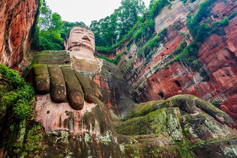 Giant Leshan Buddha carved into the riverside cliff, Sichuan