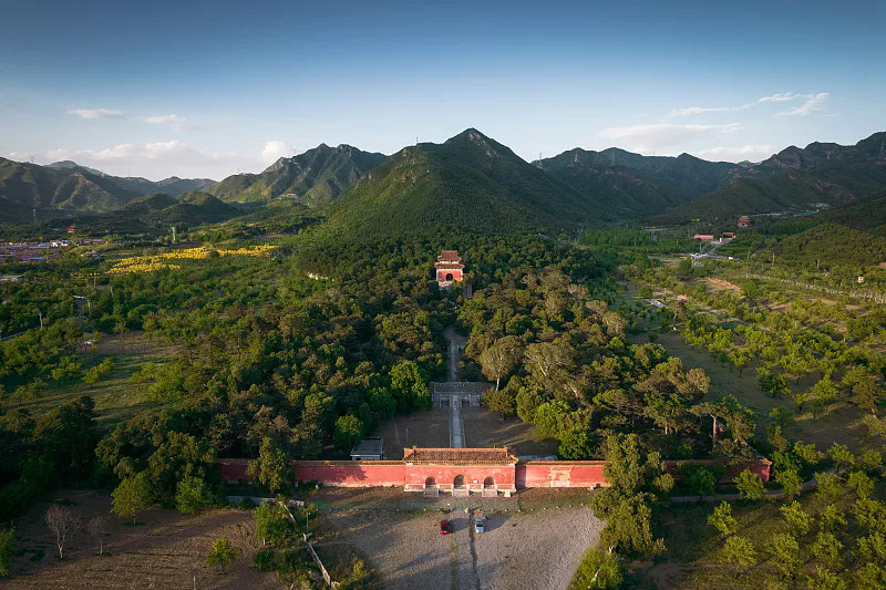 Mutianyu Great Wall snaking over forested mountain ridges