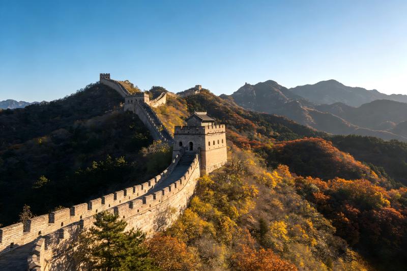 Visitors climbing the Mutianyu Great Wall