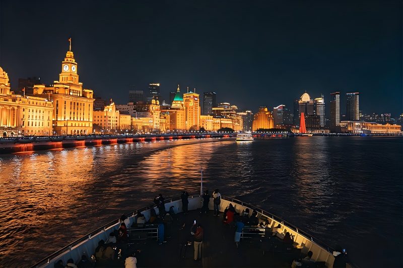 Huangpu River night cruise with Pudong skyline