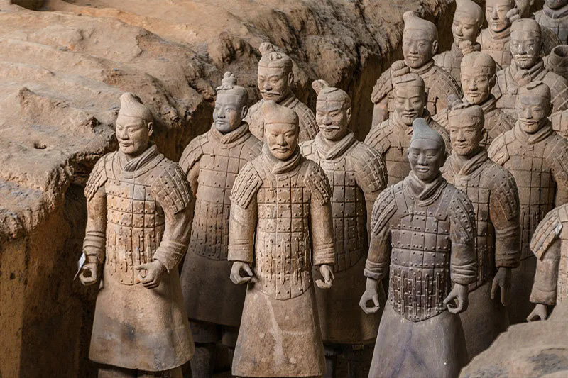 Terracotta Army warriors in the excavation pits, Xi'an